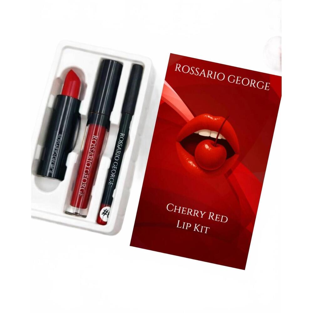 NEW ROSSARIO GEORGE women's beauty lip kit in cherry red